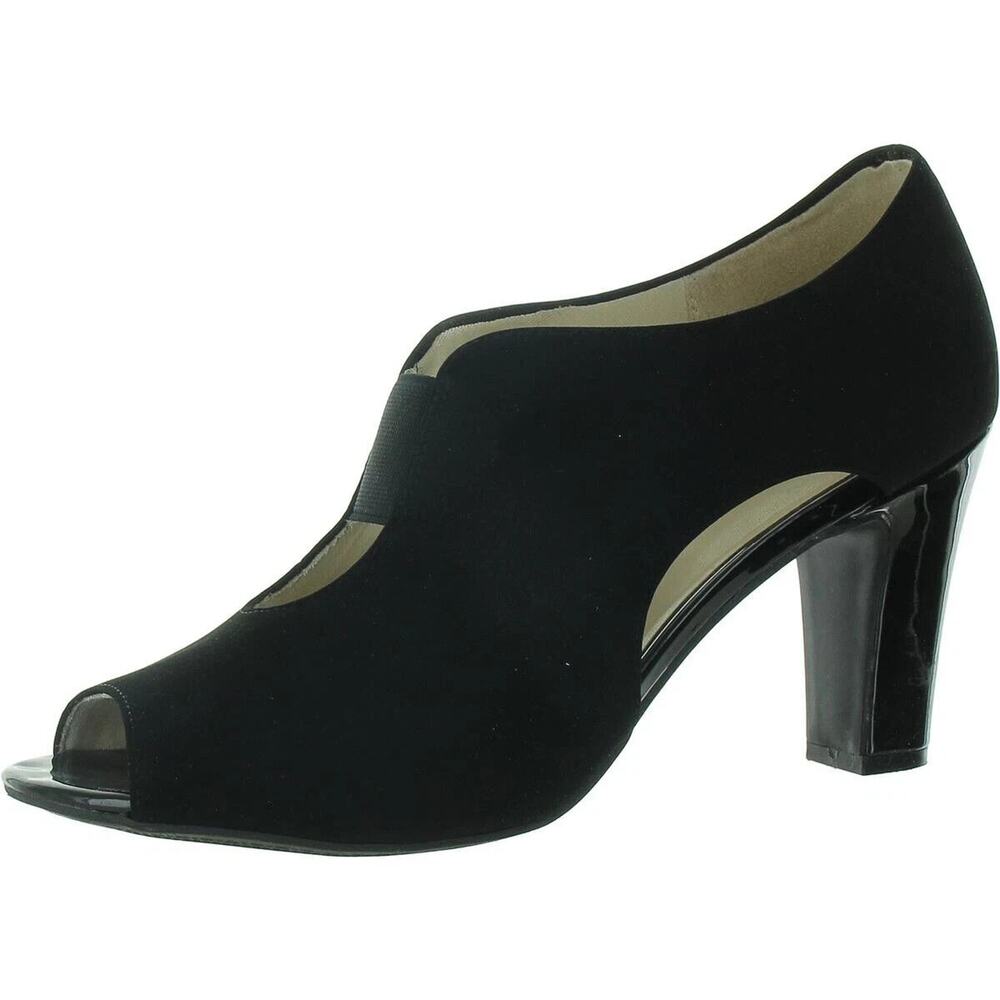 LifeStride Womens Carla Black Faux Suede Pumps Shoes 10 Medium